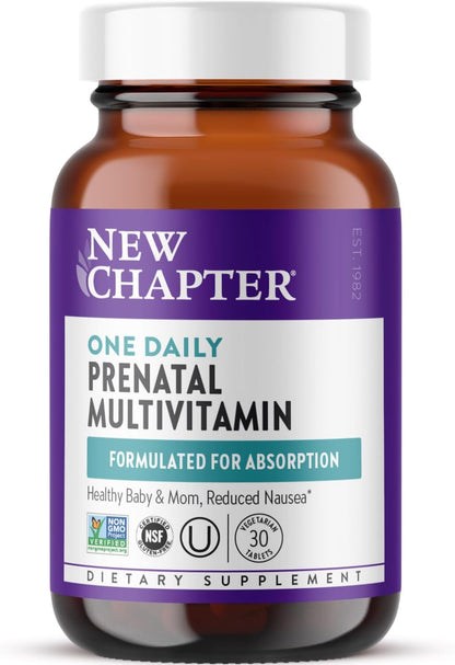 New Chapter Prenatal Vitamins, One Daily Prenatal Multivitamin with Methylfolate + Choline for Healthy Mum & Baby, Gluten-free & Non-GMO, 30 Tablets