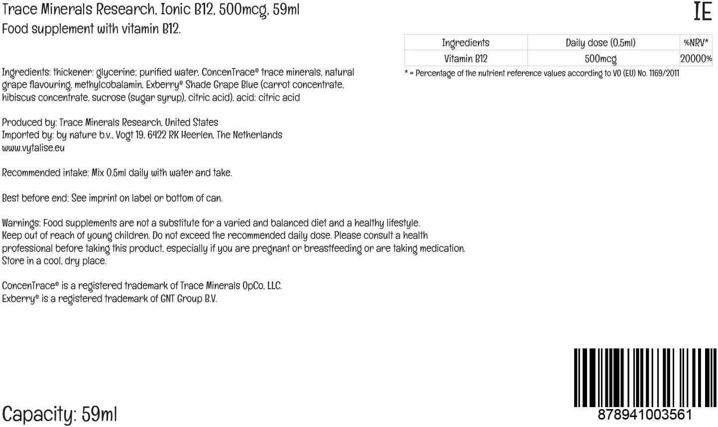 Trace Minerals Liquid Ionic Vitamin B12 1000 mcg, 60 ml - görsel 6