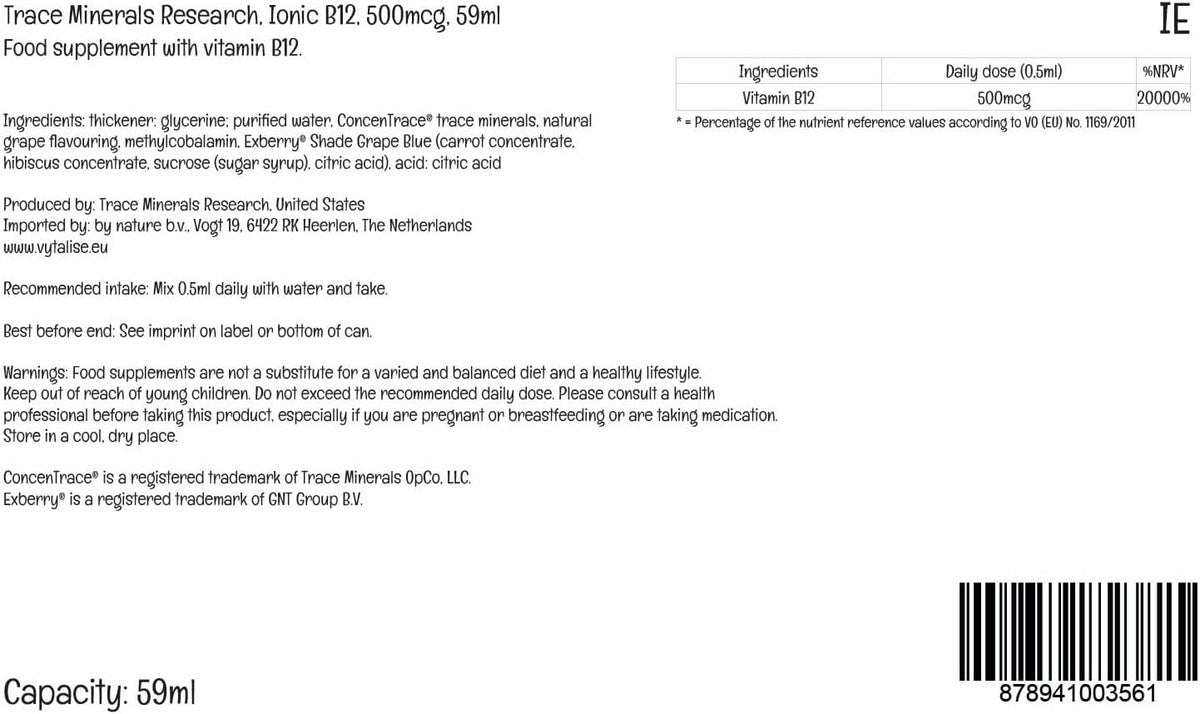 Trace Minerals Liquid Ionic Vitamin B12 1000 mcg, 60 ml - görsel 6