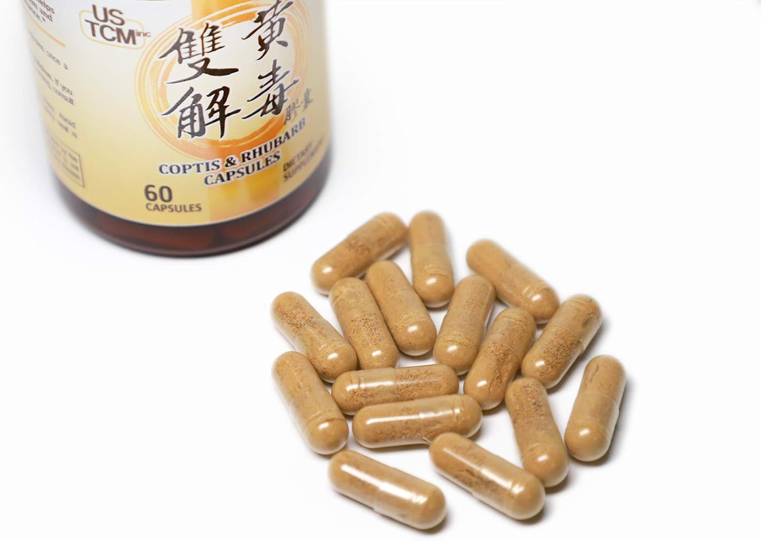 USTCM Coptis Rhubarb Capsules – 500mg, 60 Vegetable Capsules - görsel 2
