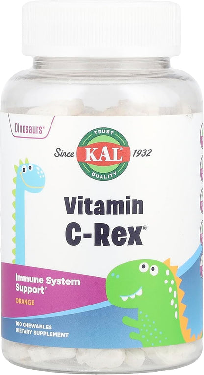 KAL C-REX Timed-Release Vitamin C with Bioflavonoids, 100 mg, 100 Orange Tablets