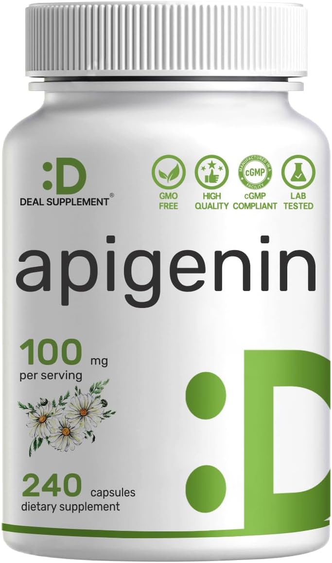 Apigenin 100mg Capsules – Chamomile Extract – Sleep & Relaxation Support – Non-GMO - görsel 1