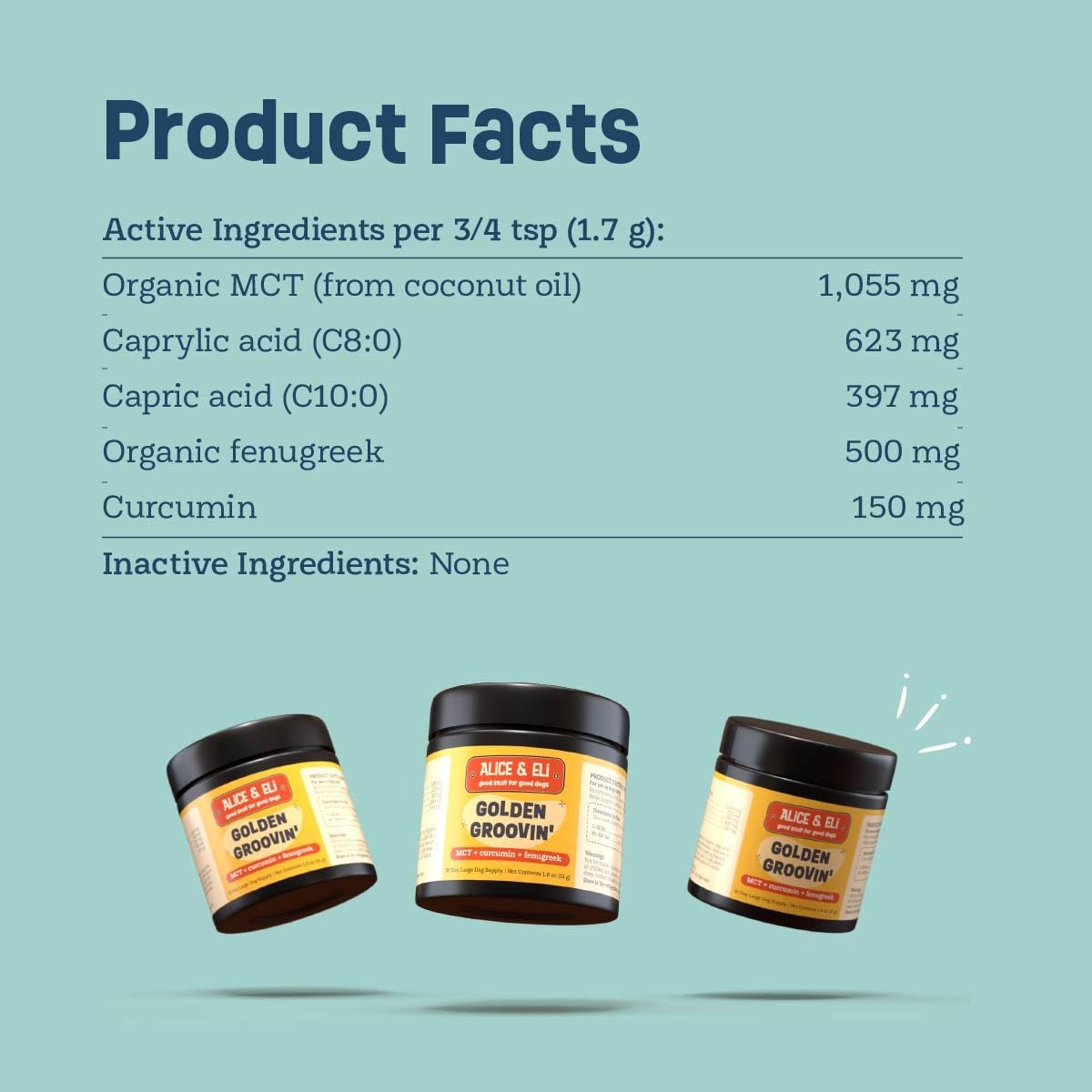 Alice & Eli Golden Groovin' Turmeric for Dogs - Natural Immune & Joint Support with Organic Curcumin, MCT & Fenugreek - 30 Day Large Dog Supply - görsel 5