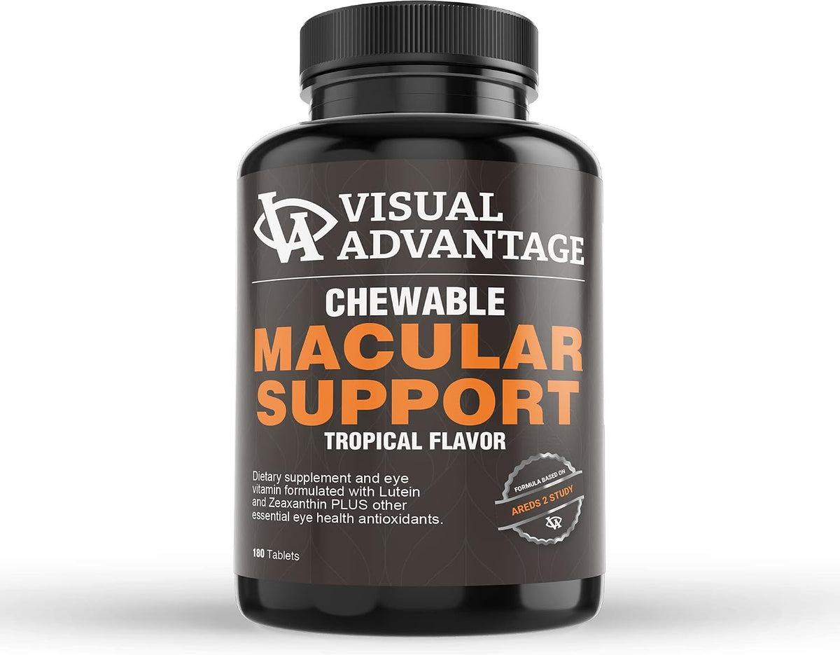 Visual Advantage Macular Support Chewables – AREDS 2 Formula for Healthy Eyes – Tropical Flavour – 180 Chewable Tablets - görsel 1