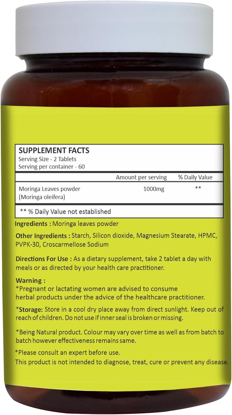 HERBAL HILLS Moringa Tablets 120 Count (1000 mg) - görsel 2