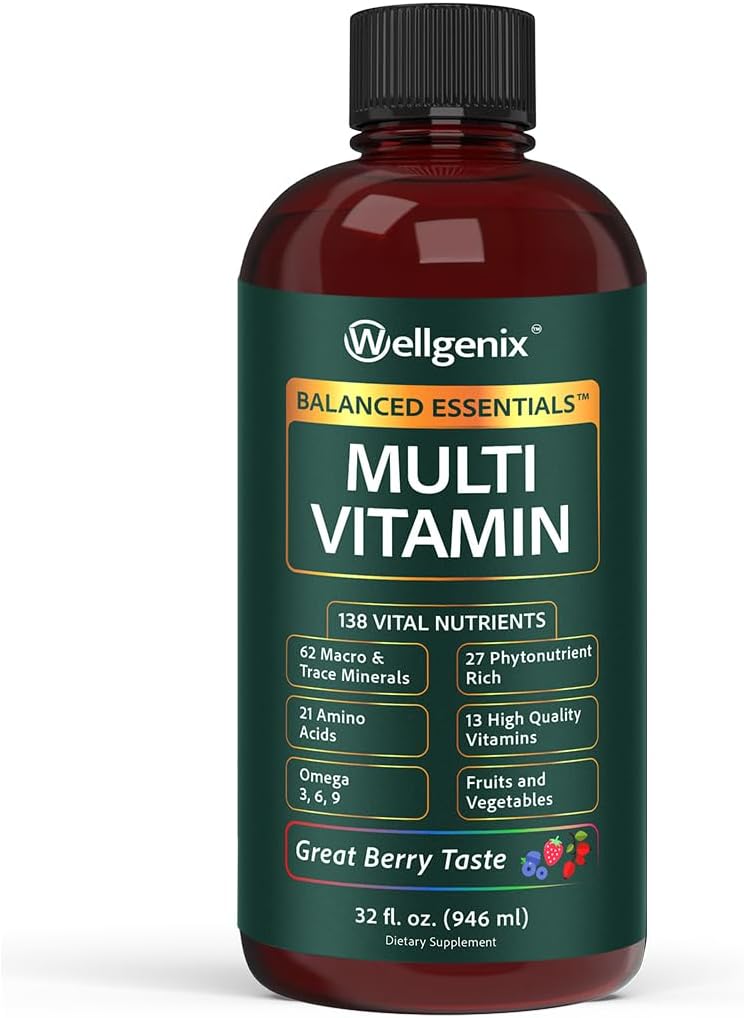 Wellgenix Balanced Essentials Liquid Multivitamin & Minerals - 946 ml - 138 Nutrients per Serving - görsel 1