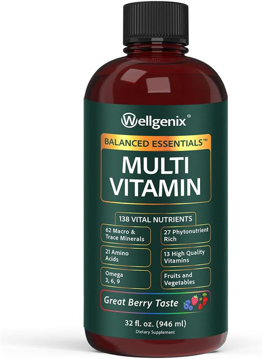 Wellgenix Balanced Essentials Liquid Multivitamin & Minerals - 946 ml - 138 Nutrients per Serving