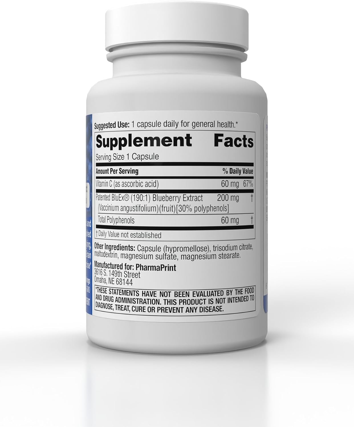 PharmaPrint BlueX - 190:1 Blueberry Extract Food Supplement, 30 Capsules - görsel 3