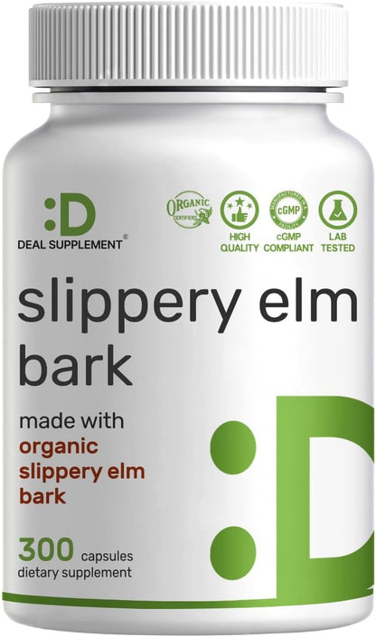 DEAL SUPPLEMENT Slippery Elm Capsules – 300 Capsules, Organic Inner Bark Powder Extract