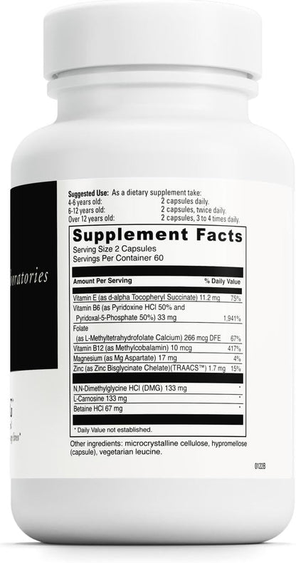 DAVINCI Labs Behaviour Balance-DMG - Food Supplement with Vitamin E, B6, Zinc, Magnesium - Gluten-Free - 120 Vegetarian Capsules