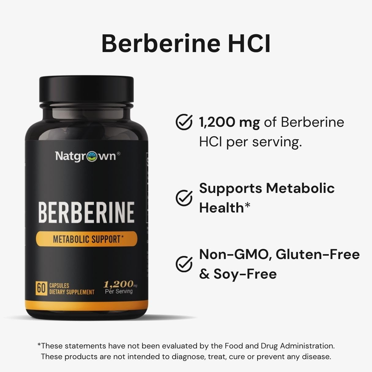Natgrown Berberine Supplement - Berberine HCl 1200 mg per serving - 60 Capsules - görsel 2