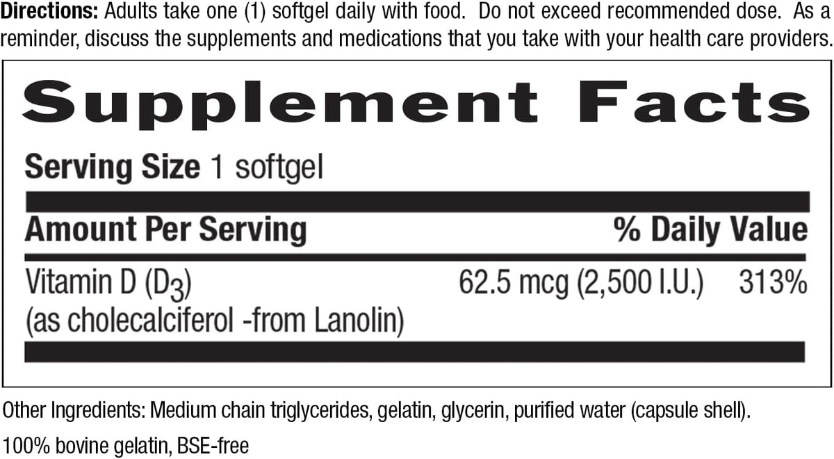 Country Life Vitamin D3 2500 IU – Non-Fish Derived, High Strength Vitamin D3 for Bone Health, Immune Support & Calcium Absorption – Certified Gluten-Free, 200 Softgels - görsel 9