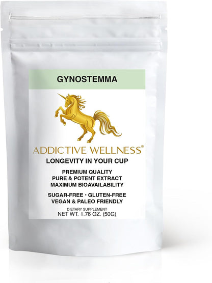 Addictive Wellness Gynostemma Leaf Extract Powder – Pure Jiaogulan Herbal Supplement, 1 Packet