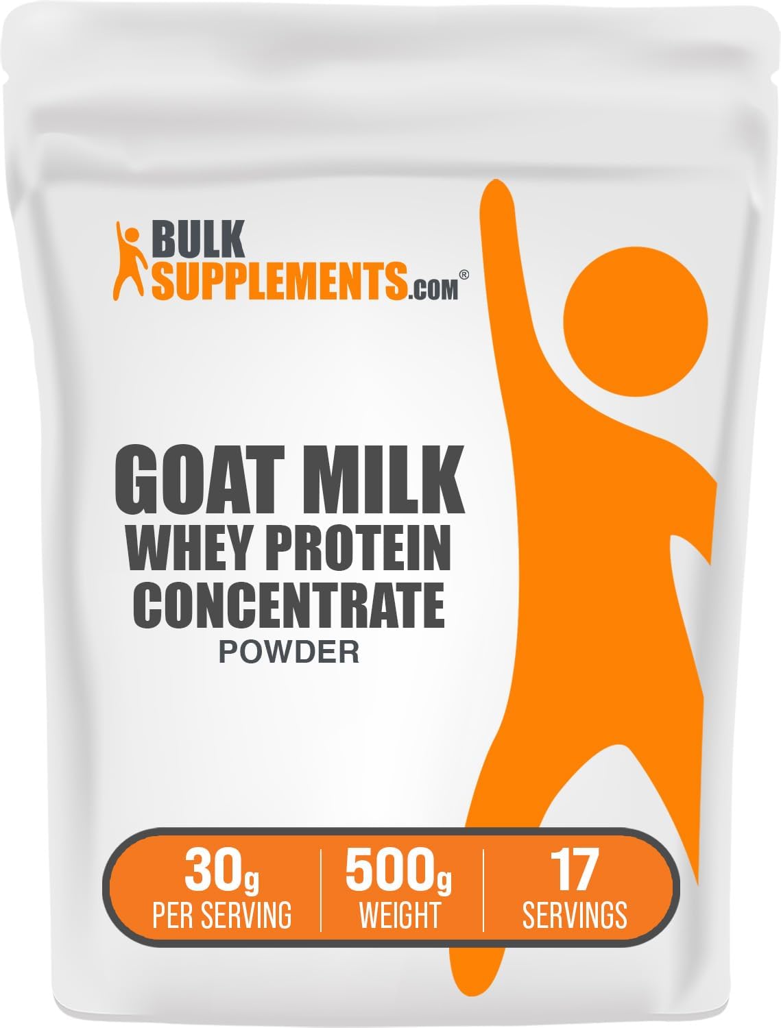 BulkSupplements.com Goat Milk Whey Protein Concentrate Powder - Unflavoured, Gluten-free, 30g per Serving, 500g - görsel 1