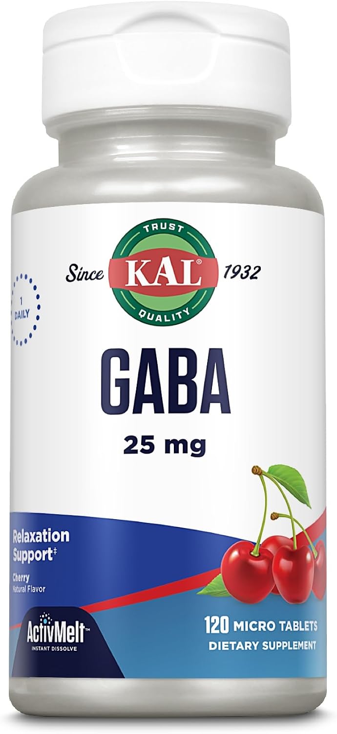 KAL GABA Supplement, Relaxation Support, Natural Cherry Flavour ActivMelt Instant Dissolve, 120 Micro Tablets - görsel 4