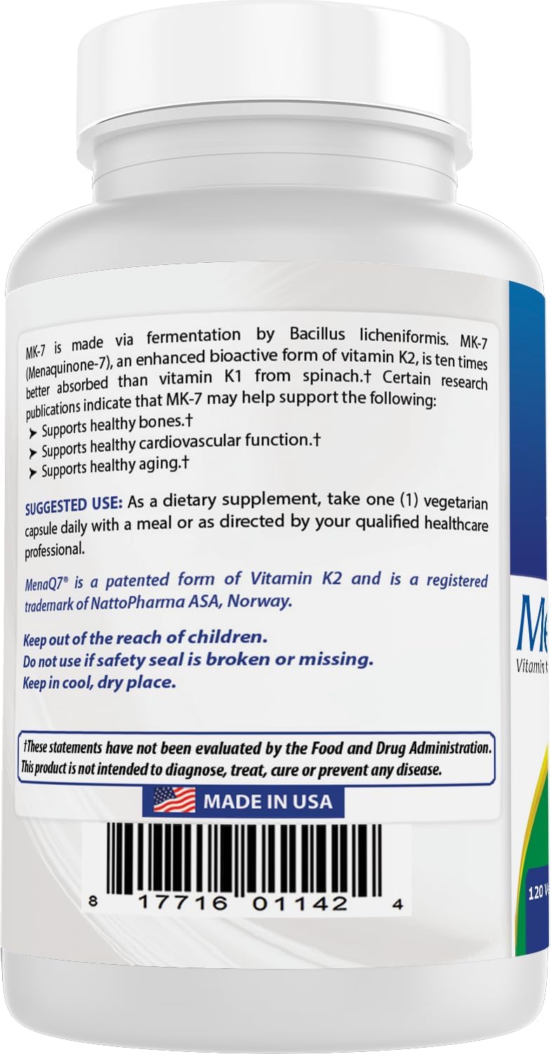 Best Naturals MK-7 Vitamin K2 100 mcg, 120 Vcaps - görsel 7