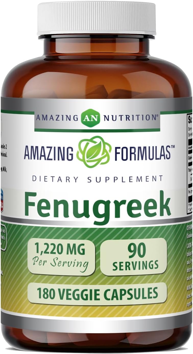 Amazing Formulae Fenugreek Seed 1220 mg - 180 Veggie Capsules - Non-GM, Gluten-free Food Supplement - görsel 1