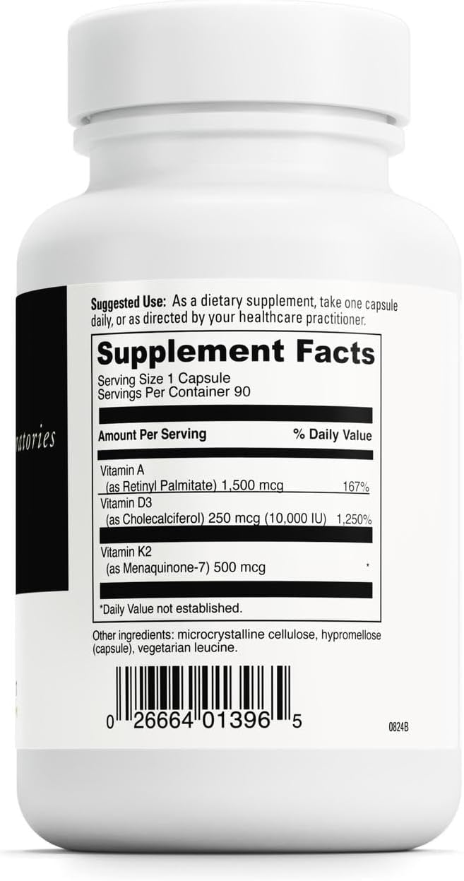 DAVINCI Labs ADK 10 | Vitamin A, D3 & K2 (MK-7) Supplement for Normal Bone and Immune Function | 90 Capsules - görsel 2