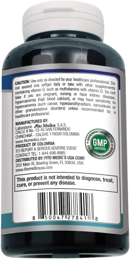 FITO MEDIC'S Vitamin D3 5000 IU - 360 Softgels for Immune and Bone Health Support - görsel 8