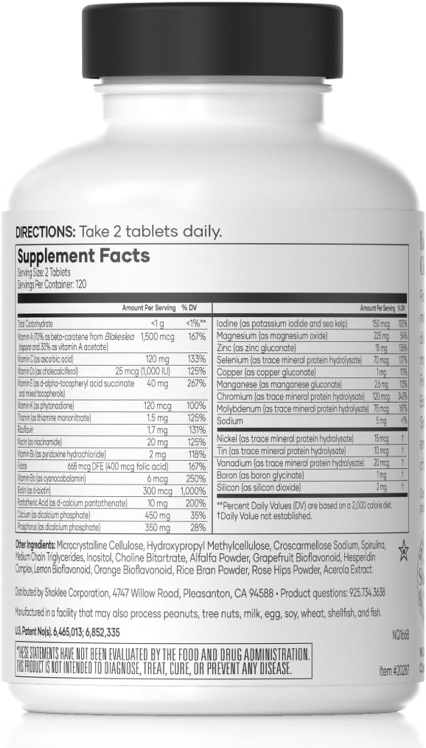 Shaklee Vita-Lea® Men High Potency Multivitamin and Multimineral - With Vitamin C, D, and E for Healthy Bones, Immune Support, and Cell Protection - 240 Tablets - görsel 2