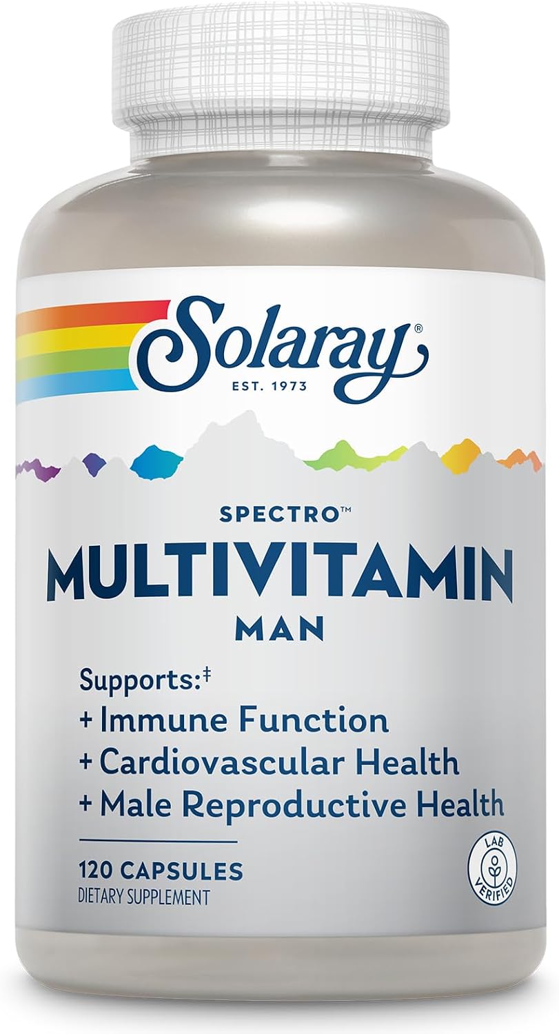 Solaray Spectro Multivitamin for Men - 45 Vitamins and Minerals with CoQ10, Digestive Enzymes, Saw Palmetto - 30 Servings - görsel 1