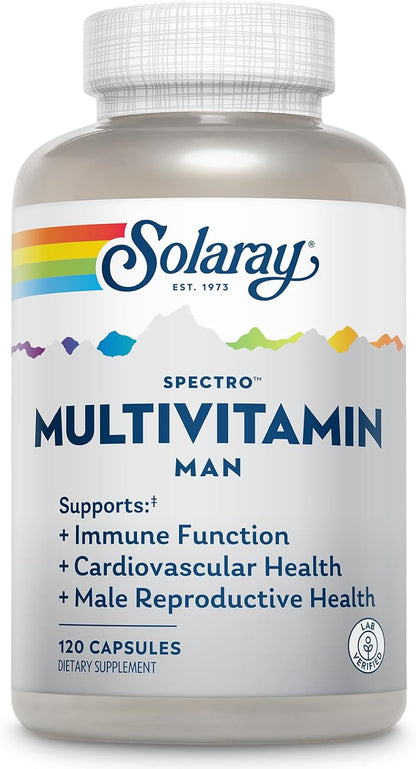 Solaray Spectro Multivitamin for Men - 45 Vitamins and Minerals with CoQ10, Digestive Enzymes, Saw Palmetto - 30 Servings