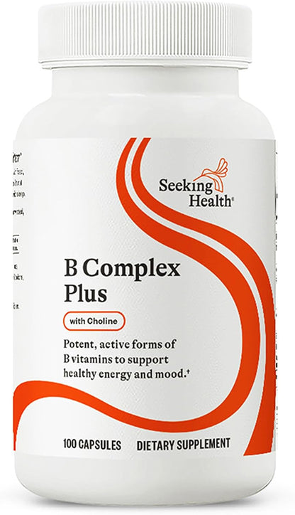 Seeking Health B Complex Plus – Vitamin B Supplement with Choline and Riboflavin – 100 Capsules