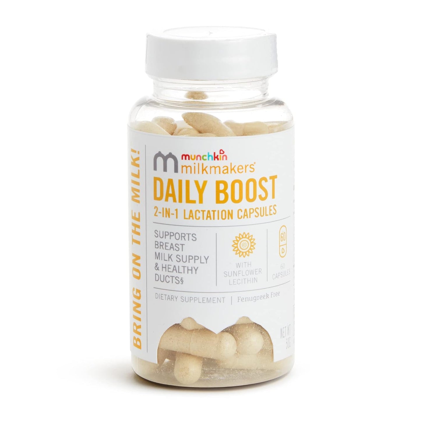 Munchkin Milkmakers Daily Boost 2-in-1 Lactation Supplements for Breastfeeding, Nursing & Pumping Mum - Fenugreek Free, 60 Capsules - görsel 1