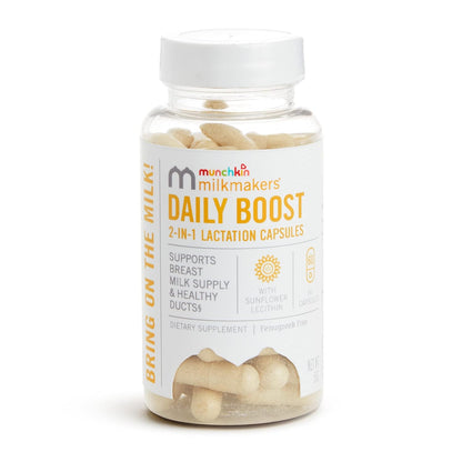 Munchkin Milkmakers Daily Boost 2-in-1 Lactation Supplements for Breastfeeding, Nursing & Pumping Mum - Fenugreek Free, 60 Capsules
