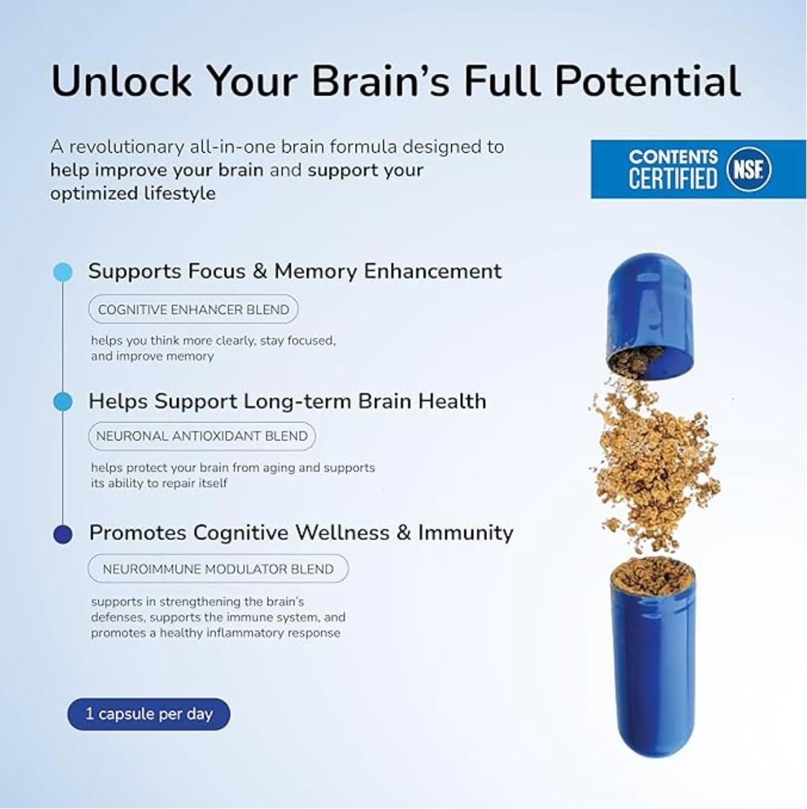 TriNeuro Daily Brain Supplement – NSF Certified, Formulated by a Neurosurgeon, with Phosphatidylserine, Resveratrol & Glutathione, 30 Capsules - görsel 4