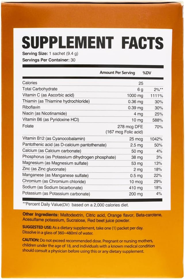 Vitamin C + Zinc Immune Support Powder – Effervescent Orange Flavour – 30 Sachets - görsel 2