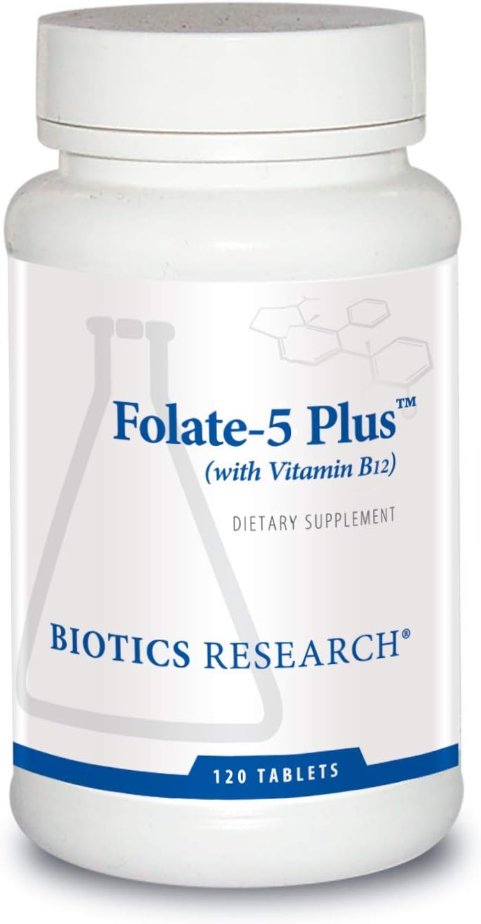 Biotics Research Folate 5 Plus, 120 Tablets - High Potency Folate with B12 for Homocysteine Metabolism and Energy Release - görsel 1