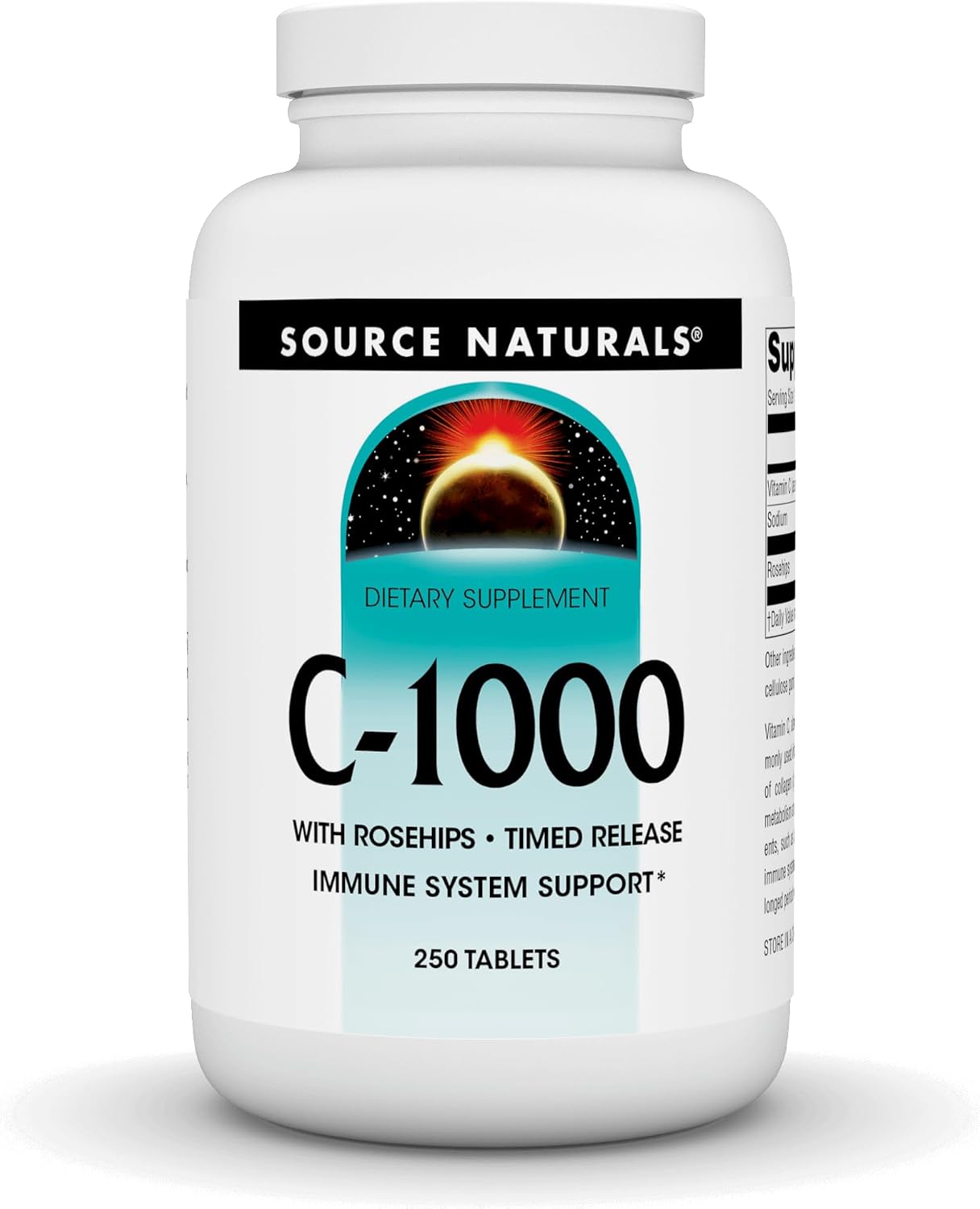Source Naturals C-1000 with Rose Hips - 1000 mg Vitamin C - 250 Time-Release Tablets - görsel 1