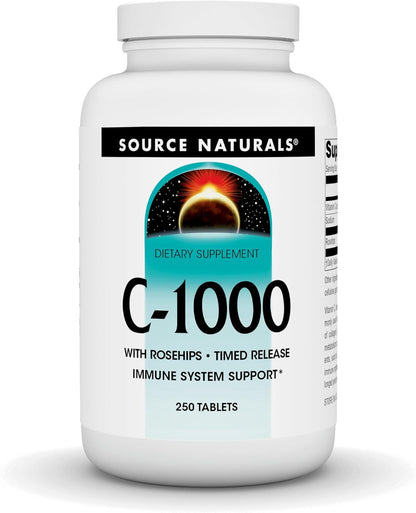 Source Naturals C-1000 with Rose Hips - 1000 mg Vitamin C - 250 Time-Release Tablets