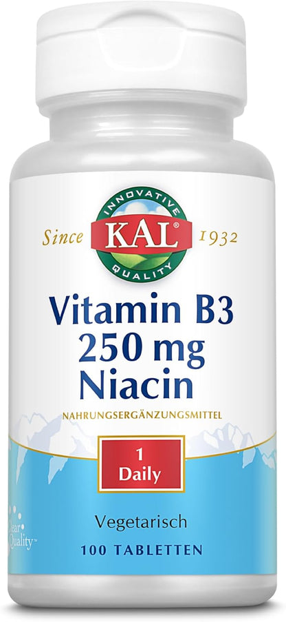 Kal 250 mg Niacin Tablets, 100 Tablets