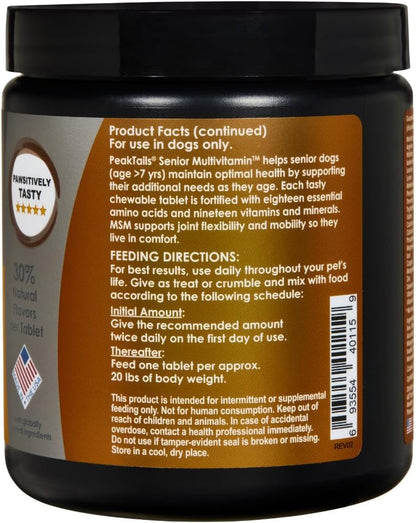 Senior Multivitamin for Dogs – 150 Tablets with MSM, Superoxide Dismutase, Vitamin C & 19 Essential Nutrients – Supports Joint Health & Overall Wellbeing