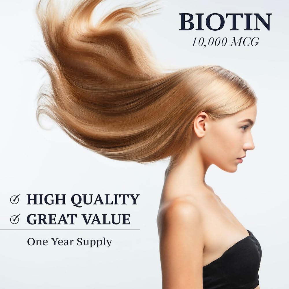 Puregen Labs Biotin 10,000 mcg – High Potency Beauty Support – 360 Vegetarian Tablets - görsel 7