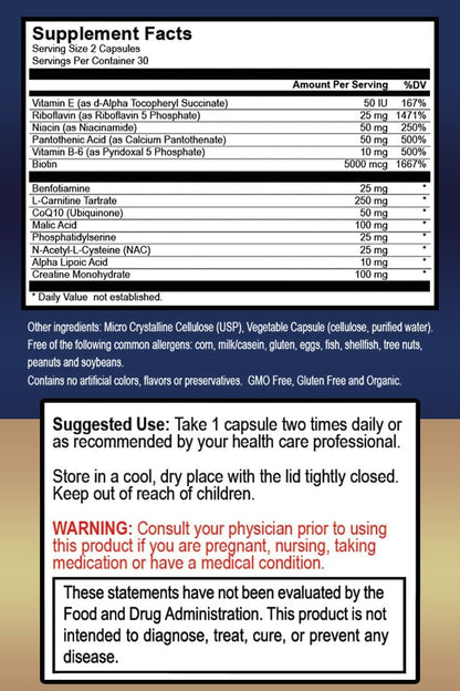 True Healing Naturals Mito Rescue – Mitochondrial Support Food Supplement, 60 Vegetarian Capsules