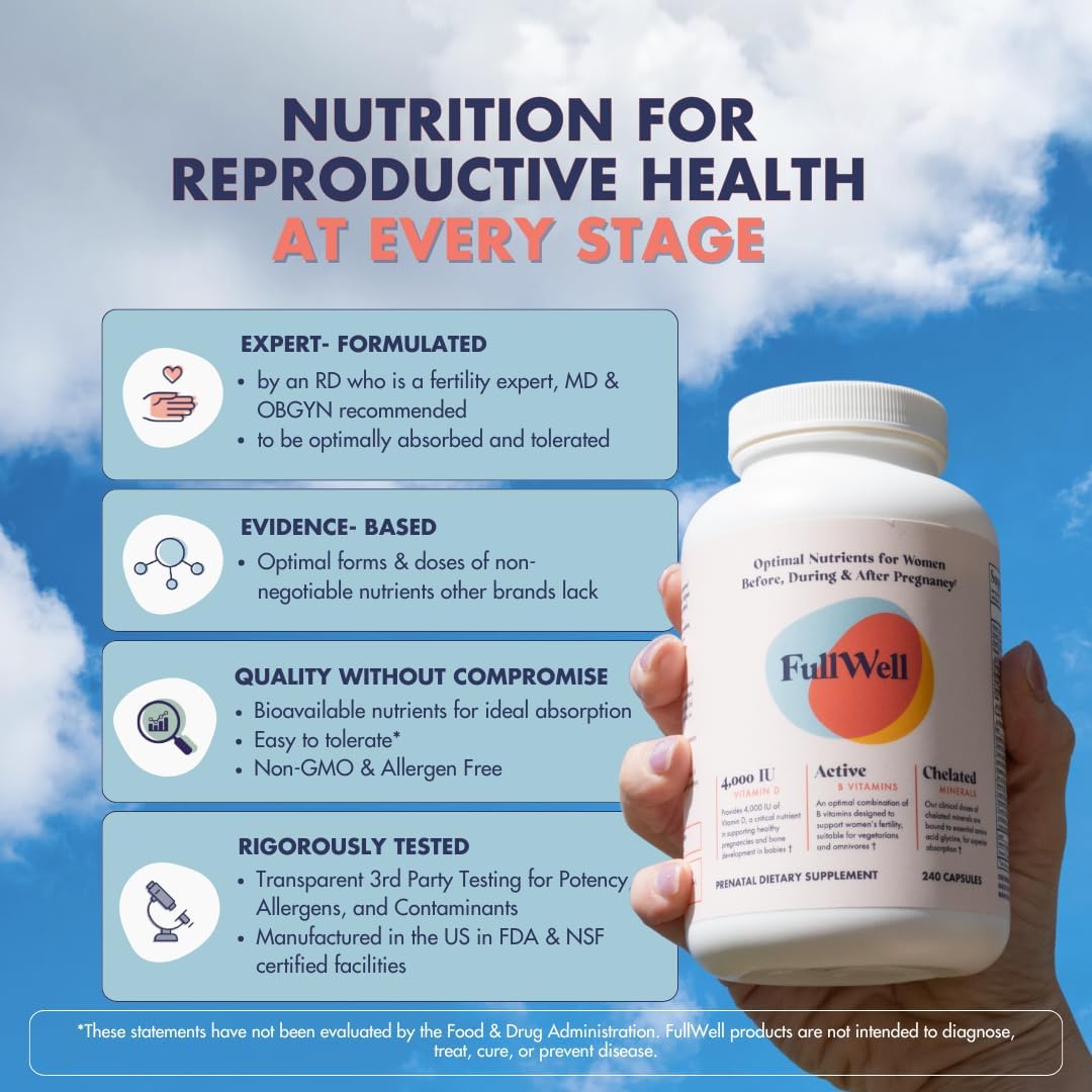FullWell Women's Prenatal Multivitamin - 240 Capsules (60 Servings, Pack of 2) - görsel 2