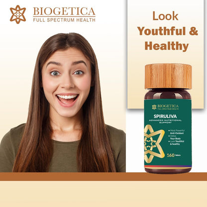 Spiruliva Organic Spirulina with Astaxanthin Tablets – Vegan Superfood Supplement (160 Tablets)
