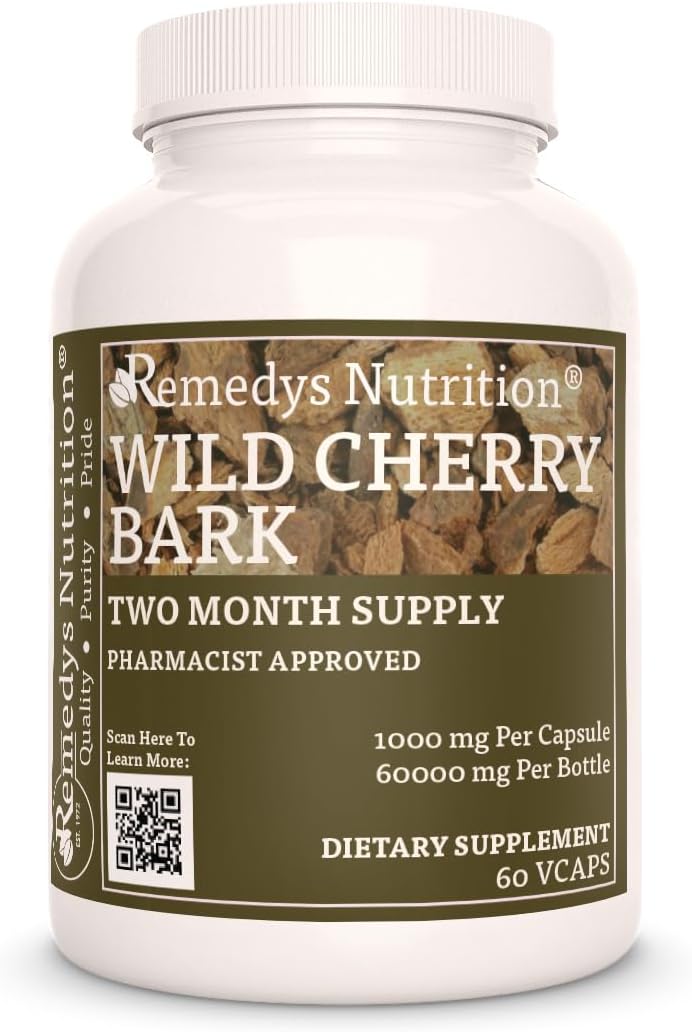 Wild Cherry Bark | 1,000 mg, 60 Vegan Capsules – Remedy's Nutrition - görsel 1