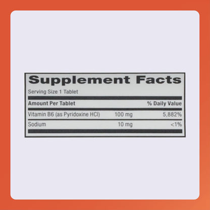Rugby Vitamin B-6 Tablets - 100mg - 100 Tablets