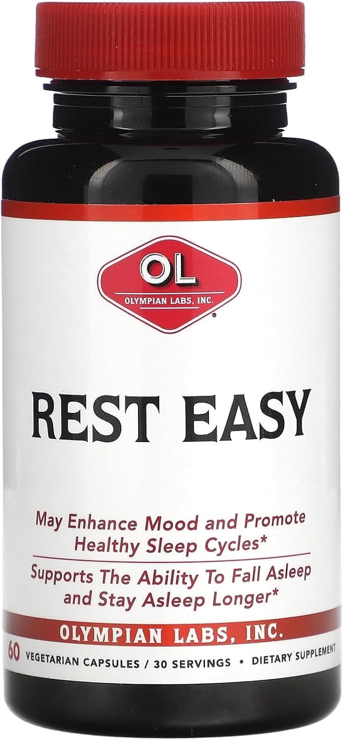 Olympian Labs Rest Easy Melatonin and Herbal Blend for Restful Sleep - 60 Vegan Capsules - görsel 1