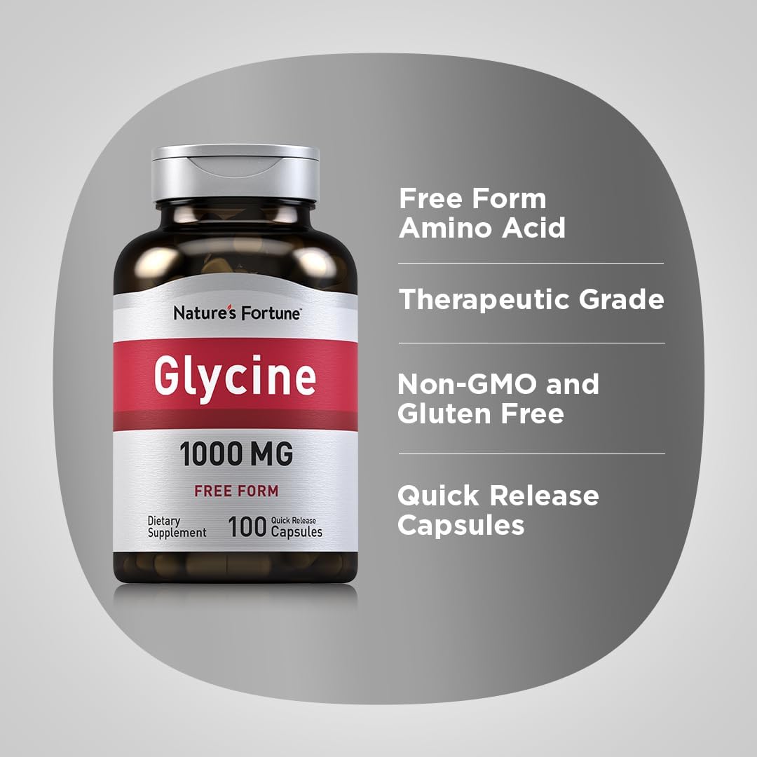 Piping Rock Glycine 1000mg Capsules - Free Form Amino Acid, Non-GMO, Gluten-Free (100 Capsules) - görsel 4