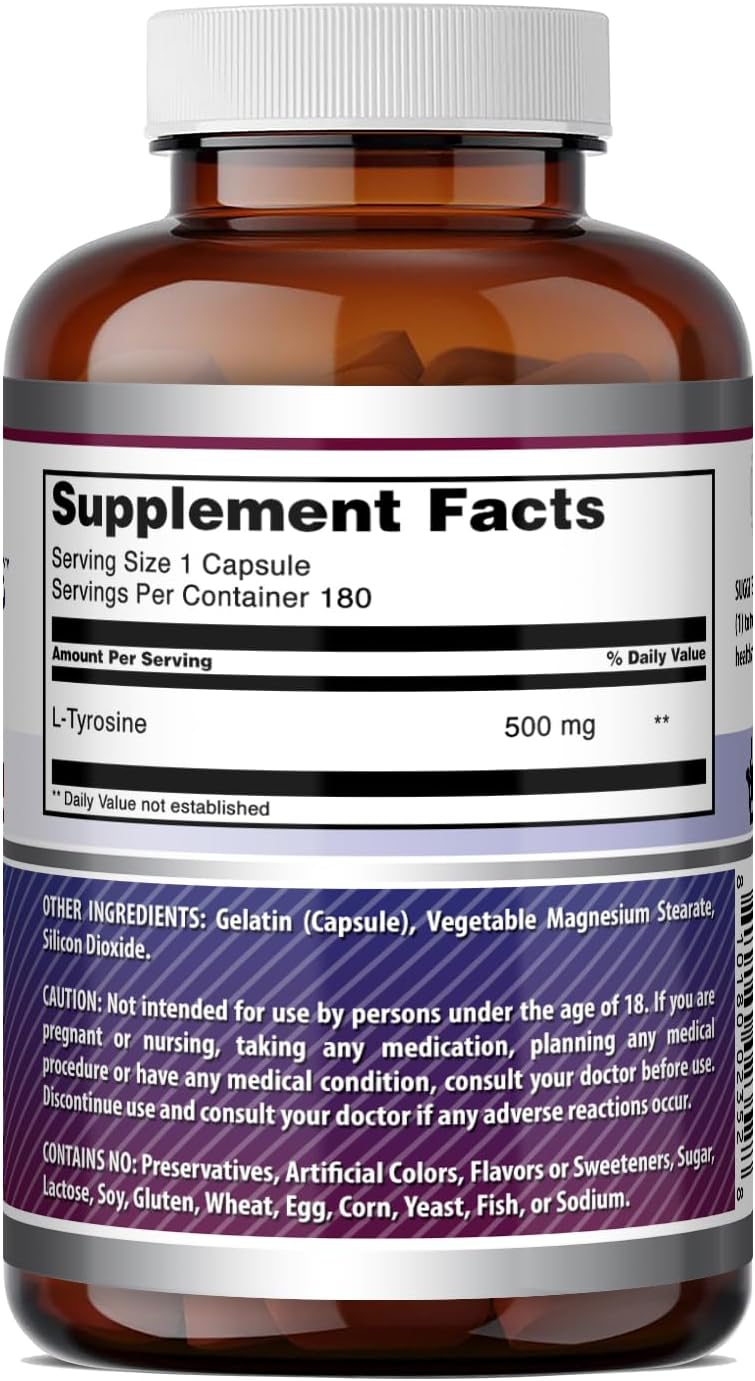 Amazing Formulae L-Tyrosine, 500 mg, 180 Capsules - görsel 5