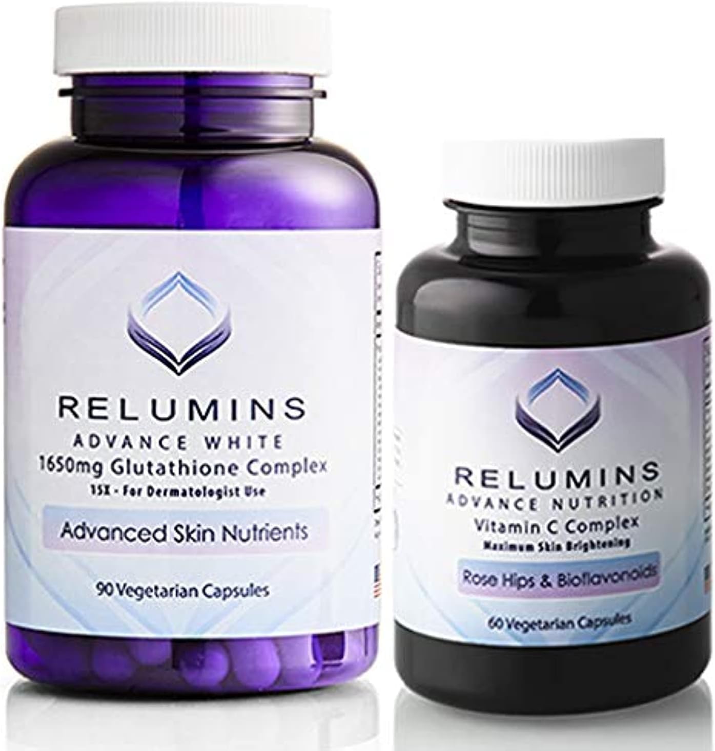 Relumins Advanced White Set – Glutathione Complex (90 Capsules) & Vitamin C with Rose Hips and Bioflavonoids (60 Capsules) - görsel 1