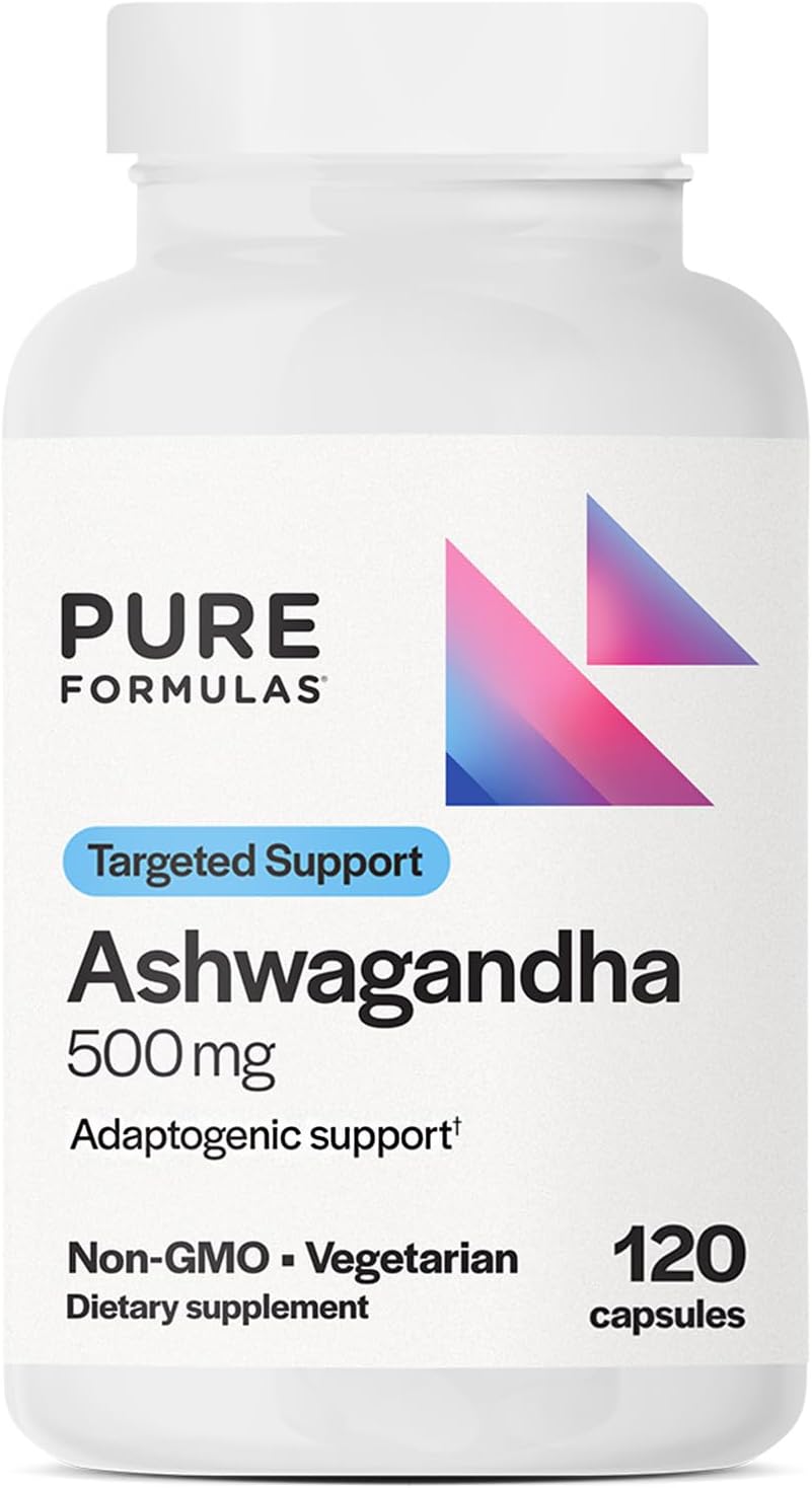 PureFormulas Ashwagandha 500mg, Adaptogenic Stress Supplement, Non-GMO 120 Capsules - görsel 1