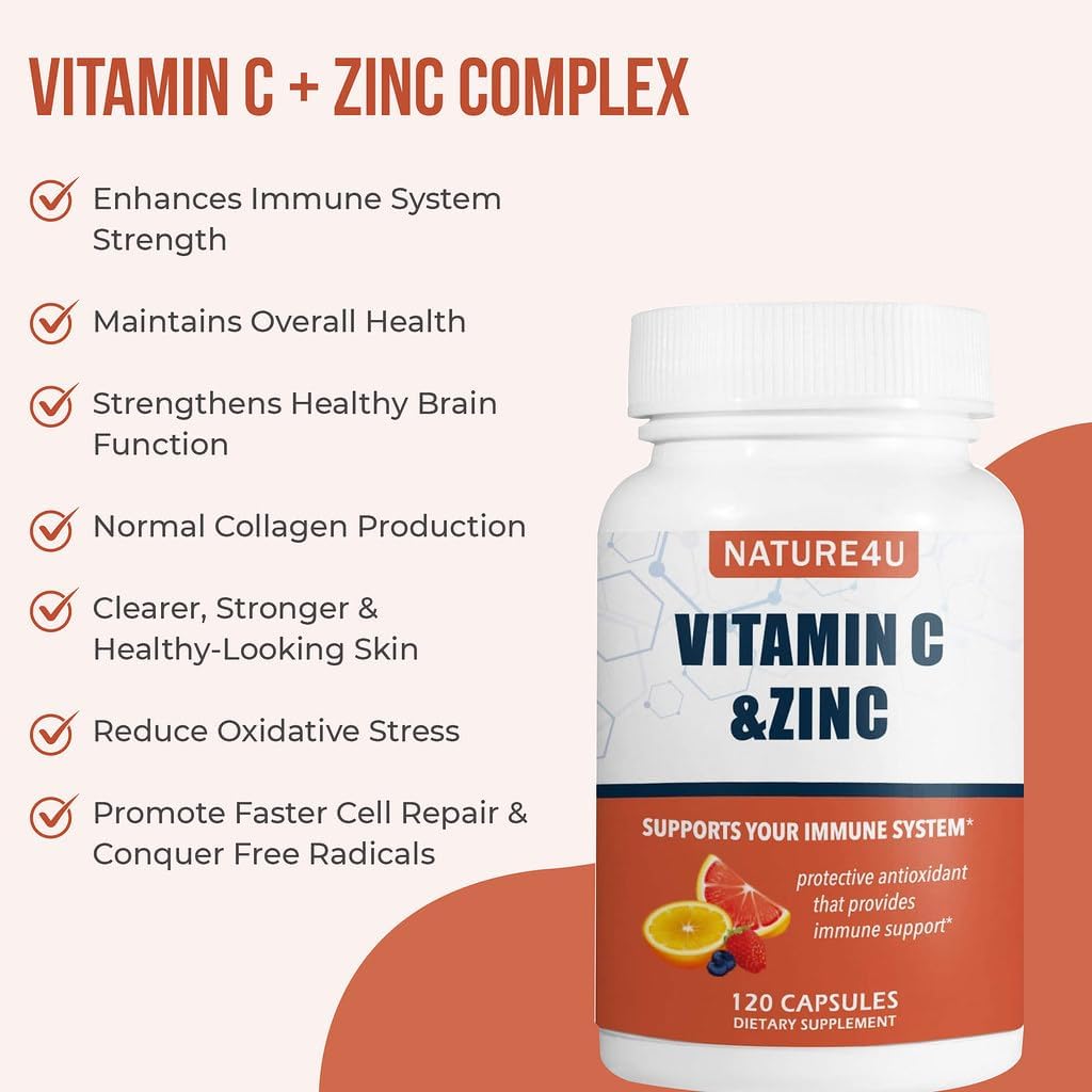 Vitamin C 1000mg with Zinc, Rose Hips and Citrus Bioflavonoids - 120 Capsules - görsel 4