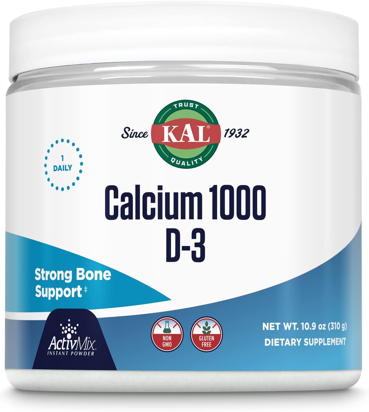 KAL Calcium Vitamin D-3 ActivMix Powder - Bioavailable Calcium Support, Unflavoured, 31 Servings - görsel 1
