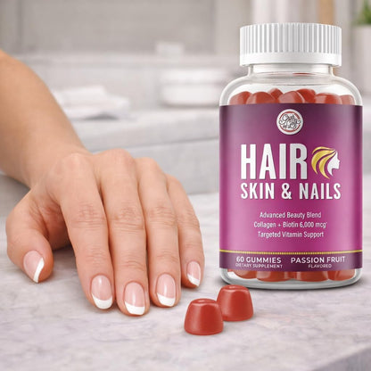 Grab The Gold Hair, Skin & Nails Gummies for Women – with Biotin, Collagen & 10 Essential Nutrients